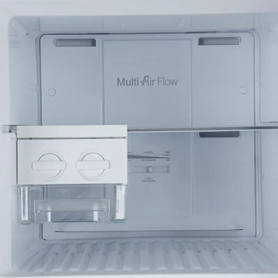 GEEPAS 348 Gross / 270 Net Capacity No-Frost Double Door Refrigerator Quick Cooling | Low Noise, Stainless Steel Finish Equipped with Recessed Handle | Glass Shelves, Chrome Bottle Holder, Chiller Shelf, Transparent Basket | GRF4120SSXN-U Dark Grey GRF4120SSXN Grey-4