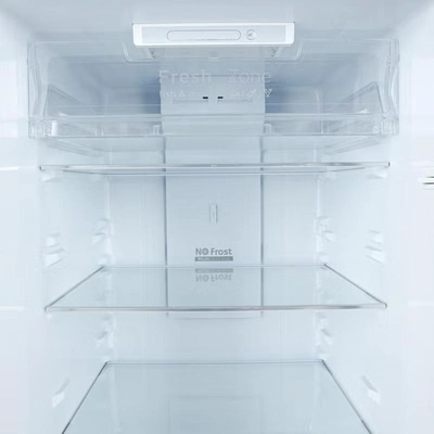 GEEPAS 348 Gross / 270 Net Capacity No-Frost Double Door Refrigerator Quick Cooling | Low Noise, Stainless Steel Finish Equipped with Recessed Handle | Glass Shelves, Chrome Bottle Holder, Chiller Shelf, Transparent Basket | GRF4120SSXN-U Dark Grey GRF4120SSXN Grey-3