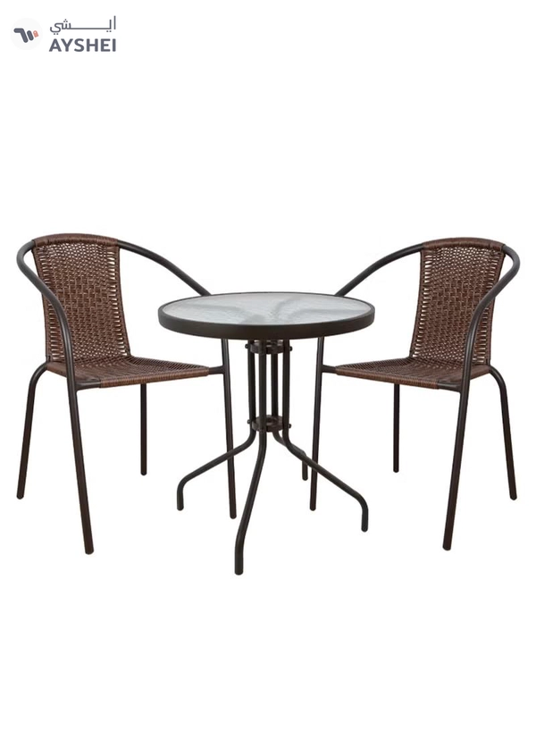 DubaiGallery Garden Dining Set 3 Piece Outdoor Furniture Patio Dining Table and Chair Balcony Dinner Table Dinner Chair Anthracite