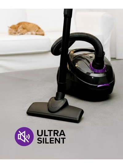 Olsenmark Vacuum Cleaner With Dust Bag 1400W OMVC1782, Powerful Suction, Dust Full Indicator,Dust Bag capacity 1.5L, Flexible Hose With Airflow On Handle, Pedal Switch And Auto-Rewinding Wire 1.5 L 1400 W OMVC1782 Black/Purple-1