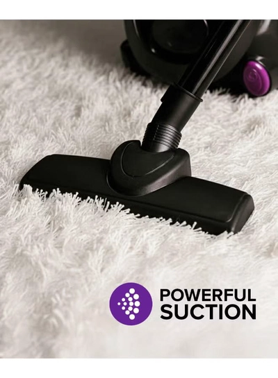 Olsenmark Vacuum Cleaner With Dust Bag 1400W OMVC1782, Powerful Suction, Dust Full Indicator,Dust Bag capacity 1.5L, Flexible Hose With Airflow On Handle, Pedal Switch And Auto-Rewinding Wire 1.5 L 1400 W OMVC1782 Black/Purple-6