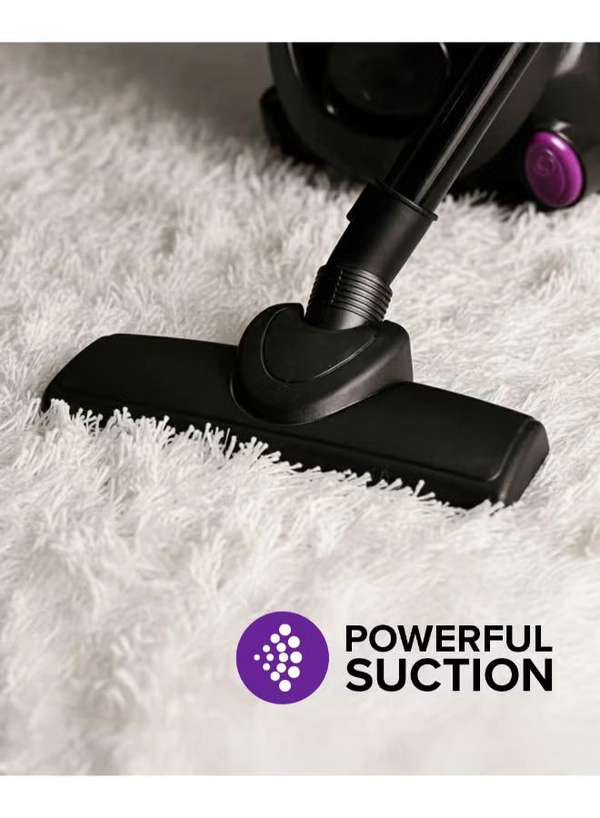 Olsenmark Vacuum Cleaner With Dust Bag 1400W OMVC1782, Powerful Suction, Dust Full Indicator,Dust Bag capacity 1.5L, Flexible Hose With Airflow On Handle, Pedal Switch And Auto-Rewinding Wire 1.5 L 1400 W OMVC1782 Black/Purple