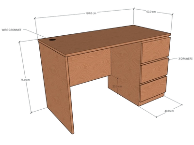 STUD Desk with 3 drawers-0