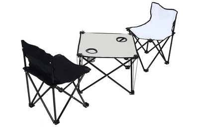 YATAI Set of 2 Folding Chairs With Folding Table - Lightweight Outdoor Camping Chair Table Set-0
