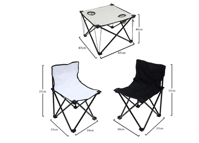 YATAI Set of 2 Folding Chairs With Folding Table - Lightweight Outdoor Camping Chair Table Set-1