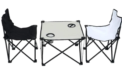 YATAI Set of 2 Folding Chairs With Folding Table - Lightweight Outdoor Camping Chair Table Set-2