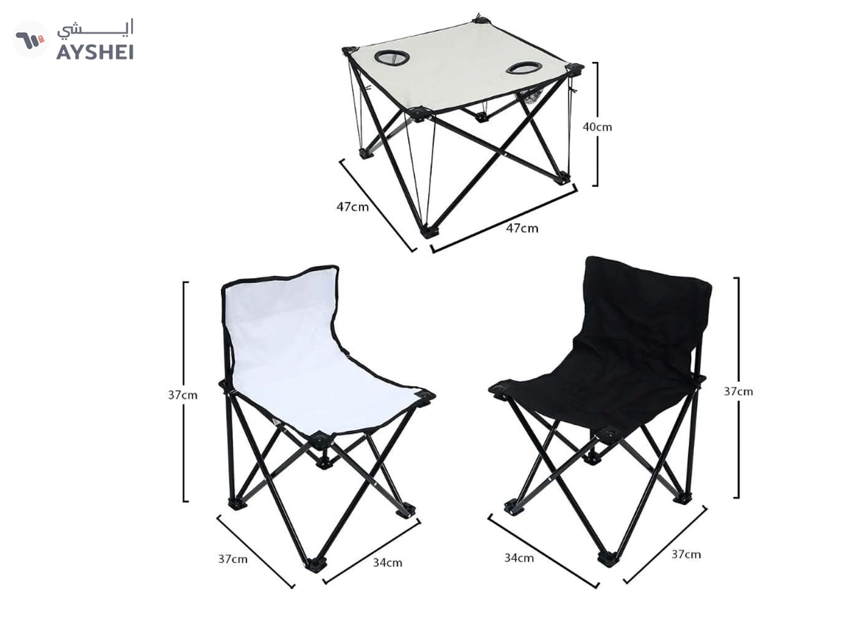 YATAI Set of 2 Folding Chairs With Folding Table - Lightweight Outdoor Camping Chair Table Set-1-1