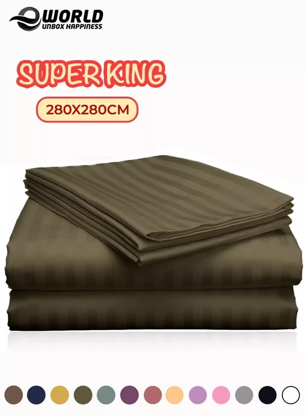 Eworld 3 Piece Super King Olive Green Striped Bed Sheet Set – Ultra-Soft Microfiber Striped Sheet & 2 Pillowcases, Breathable Luxury Bedding for Home & Hotel Use