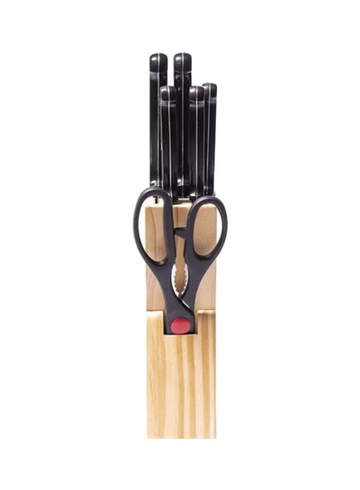 DELCASA 7-Piece Caliber Cutlery Set With Stand Brown/Black Chef Knife 1x7.5, Carving Knife 1x7, Utility Knife 1x5, Steak Knife 1x4.5, Paring Knife 1x3inch-5