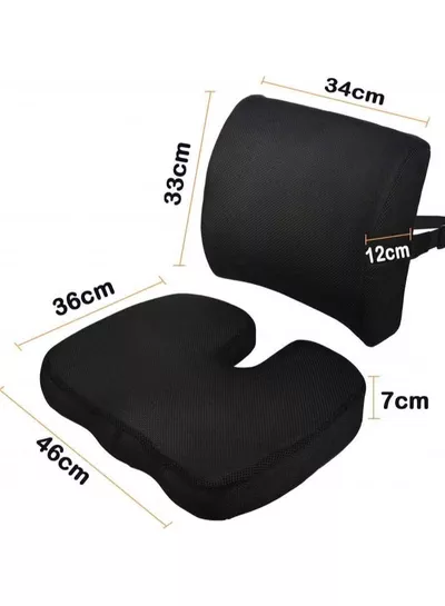 Eworld Premium Comfort Seat Cushion - Non Slip Orthopedic Memory Foam Coccyx Cushion and Back Seat for Tailbone and Lumber Pain, Cushion for Office Chair Car Seat – Back Pain & Sciatica Relief-3