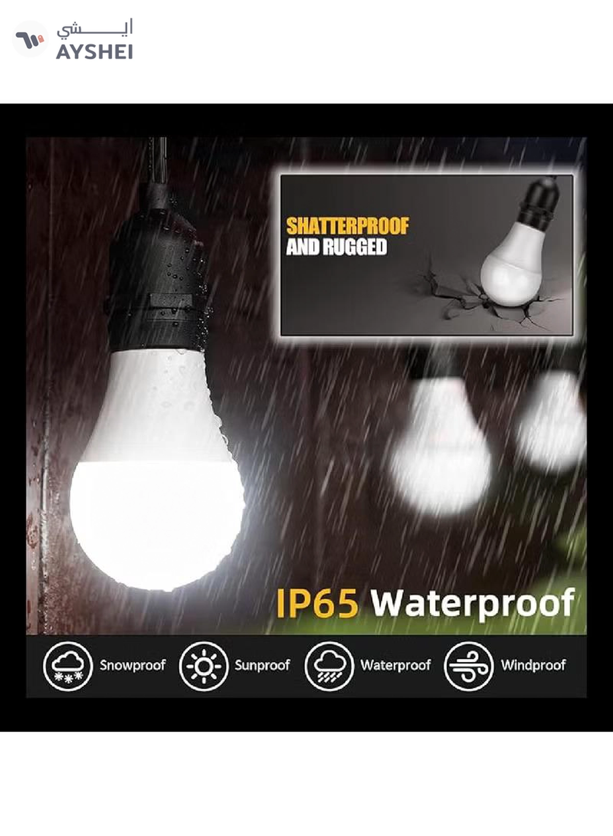 Yuwell Outdoor Waterproof IP65 Led String Lights E27 Holder 10 Meter Bulb Holder Wire With 20 LED Bulbs 9W Cool White With EU Plug Solar Bulb Holder For Ramadan Decoration Lights And Outdoor Decoration Light Hanging Light String Wire Ramadan Light For Commercial Patio Garden & Porch Yard-3-3