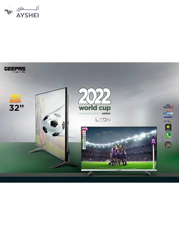 GEEPAS 32" Edgelss Slim LED TV with Remote Control,HDMI & USB Ports, AV Mode, Head Phone Jack, PC Audio In,VGA,Energy Saving Technology, Dynamic Sound GLED3201EHD Black