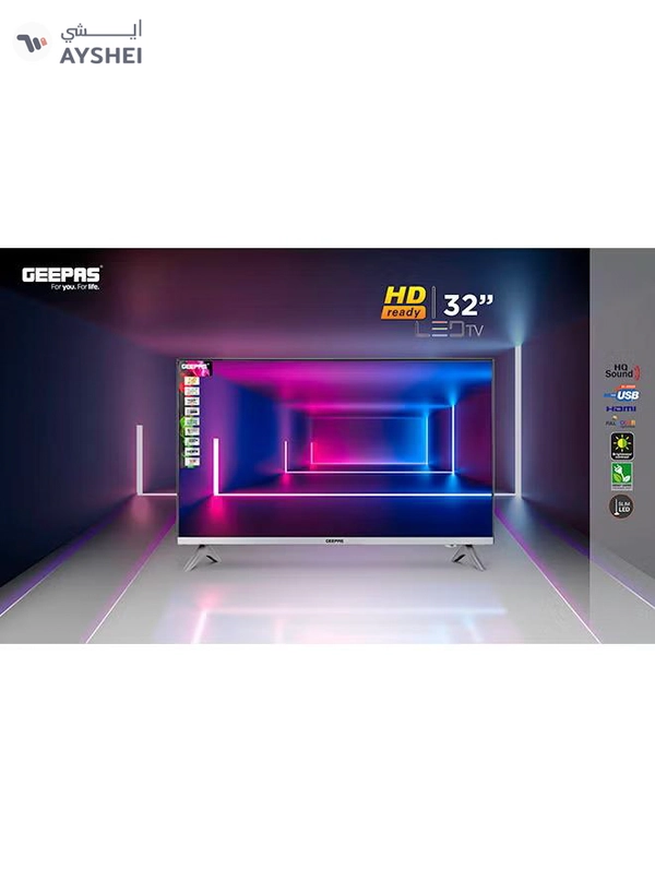 GEEPAS 32" Edgelss Slim LED TV with Remote Control,HDMI & USB Ports, AV Mode, Head Phone Jack, PC Audio In,VGA,Energy Saving Technology, Dynamic Sound GLED3201EHD Black