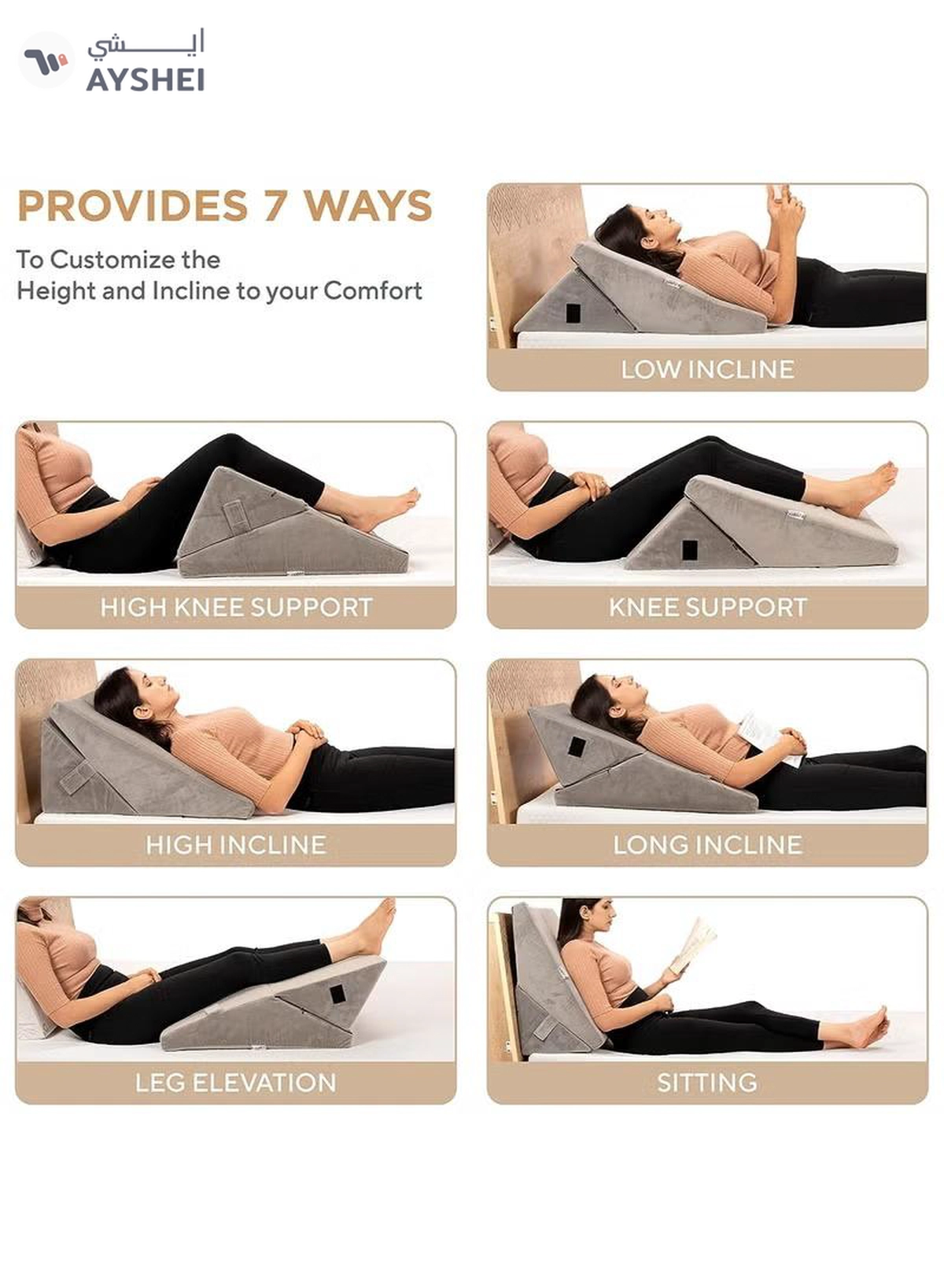 Eworld Premium Adjustable Memory Foam Wedge Pillow with Breathable Cover-4-4