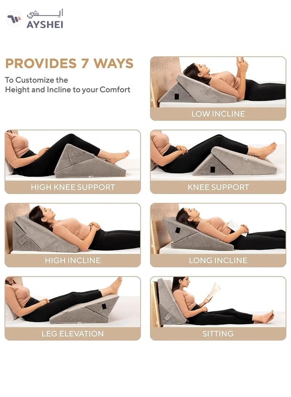 Eworld Premium Adjustable Memory Foam Wedge Pillow with Breathable Cover