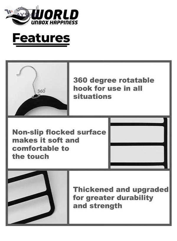 Eworld Pack of 10 Non-Slip Clothes Hangers with 4 layers, The Ultimate Space-Saving Solution