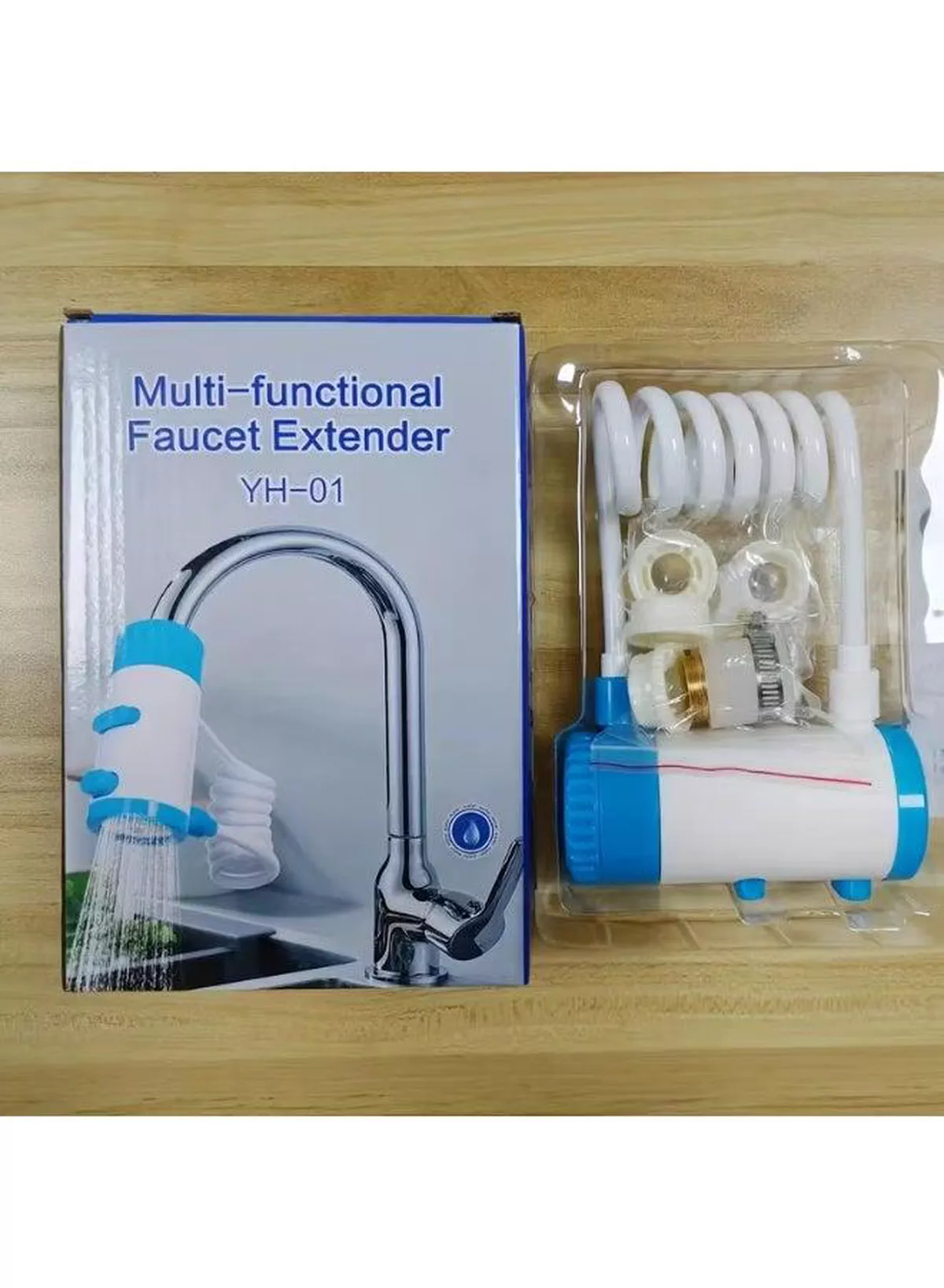 Flexible Faucet Extender YH-01 – Multi-Functional Sink Sprayer with Long Coiled Hose, Adjustable Water Flow, Rotating Nozzle, Easy Installation for Kitchen, Bathroom and Utility Sinks