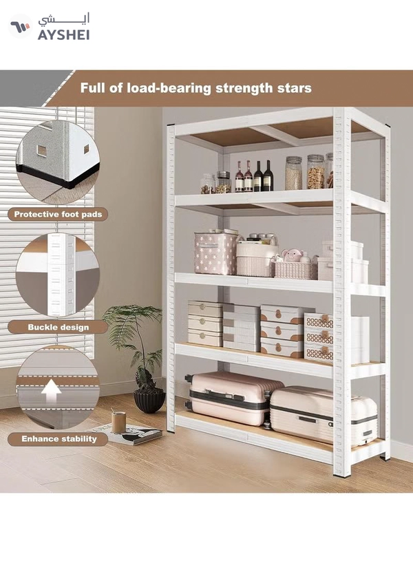 DubaiGallery 5-tier Metal Shelving Unit Adjustable Garage Storage Utility Rack Heavy Duty Shelves Organization Multipurpose Shelf Warehouse Basement Kitchen Living Room pantry