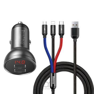 Baseus Car Charger With 3In1 Cable -0