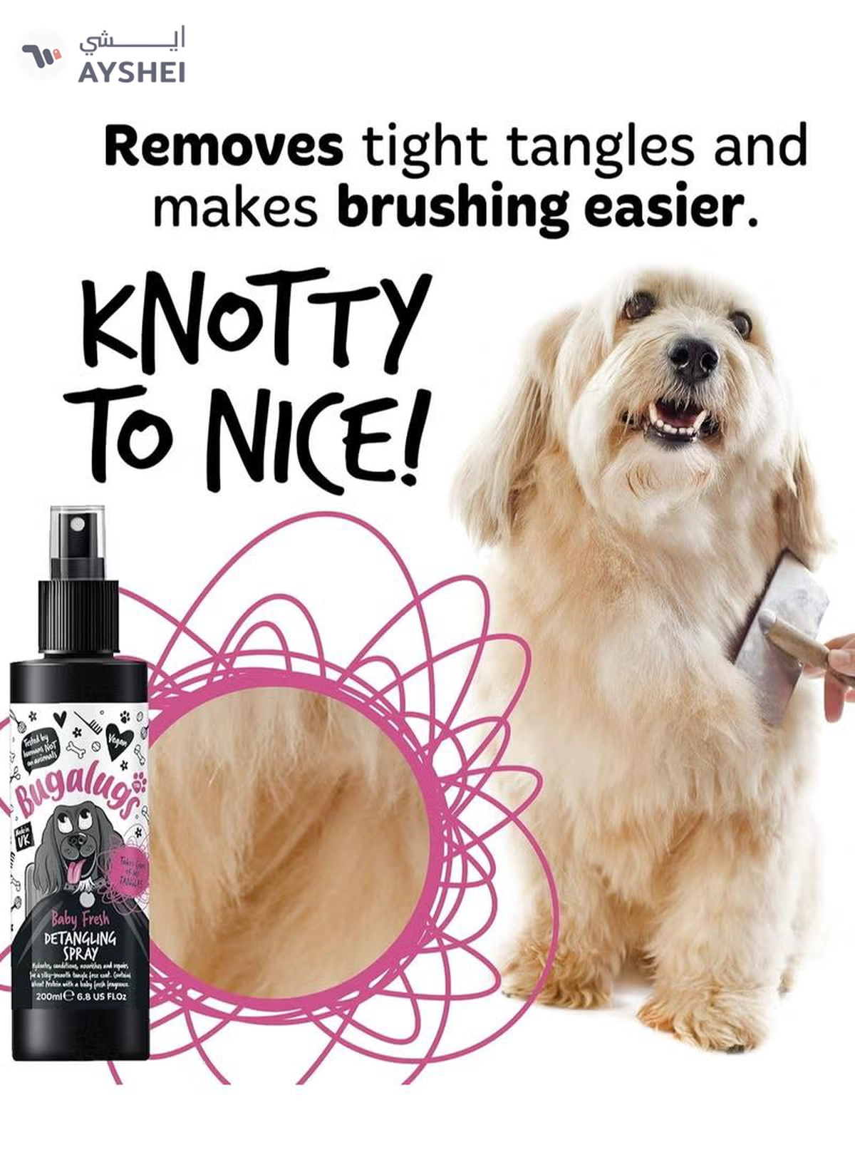 BUGALUGS Baby Fresh Detangling Spray 200ml 6.8 Fl Oz, Black-3-3