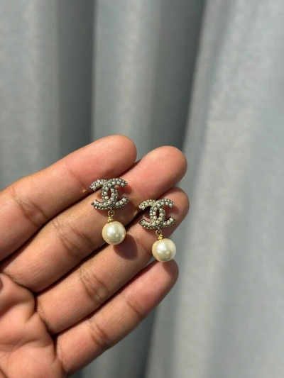 Chanel CC Pearl Drop Earrings-0