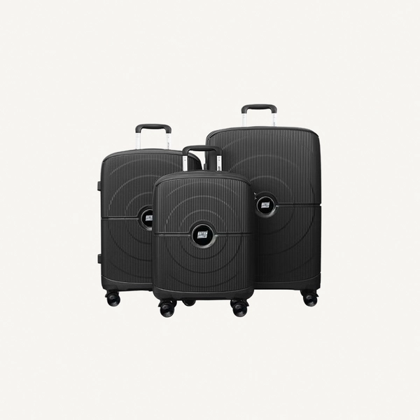 British Tourister Polypropylene Hardshell Luggage Set 3-Piece Spinner – TSA Approved Lock |Lightweight & Durable 20/24/28 Inch (Small, Medium, Large) – Black