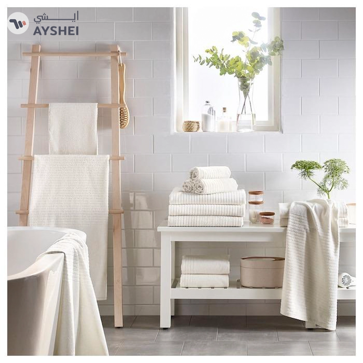 VÅGSJÖN Bath sheet, white, 100x150 cm-4-4