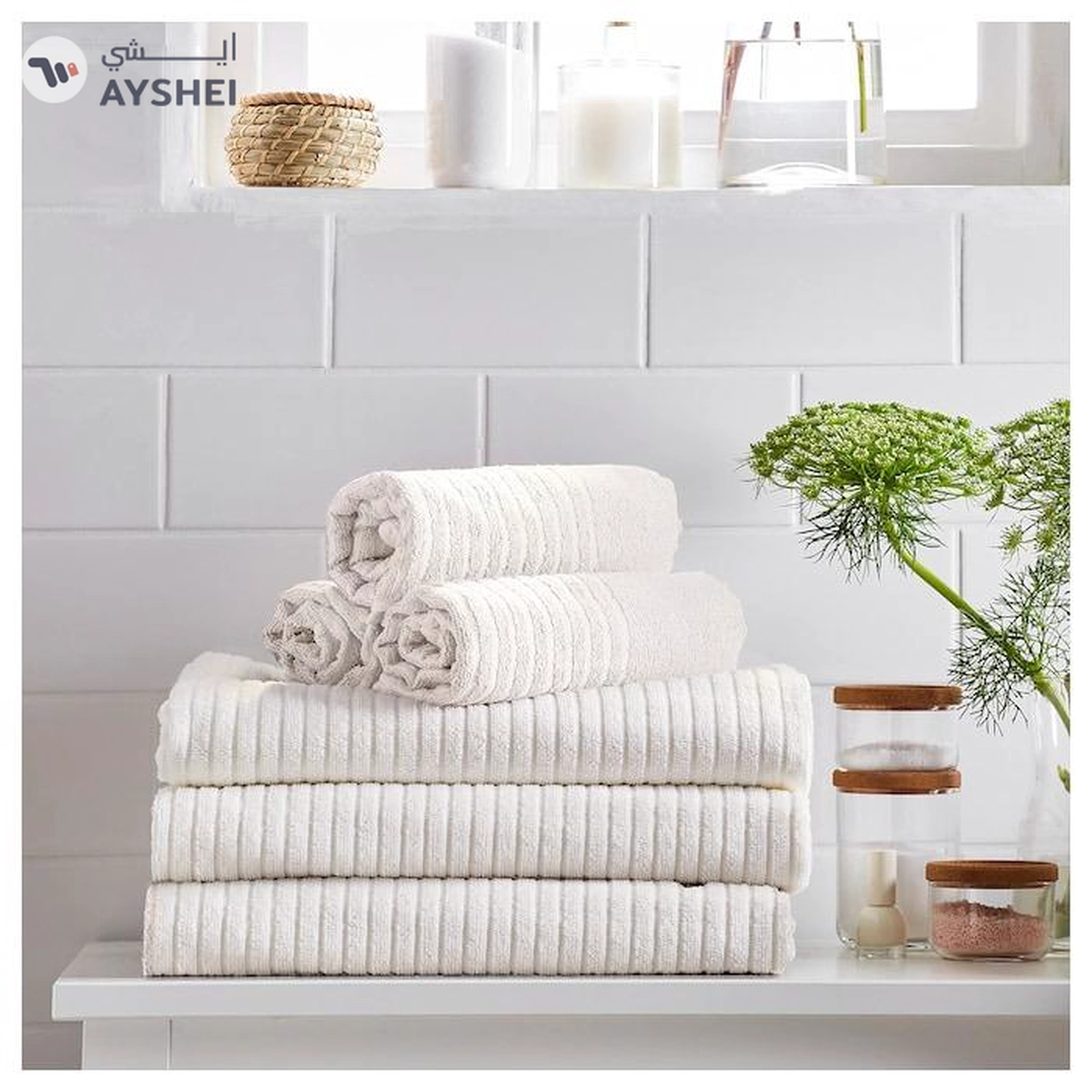 VÅGSJÖN Bath sheet, white, 100x150 cm-5-5