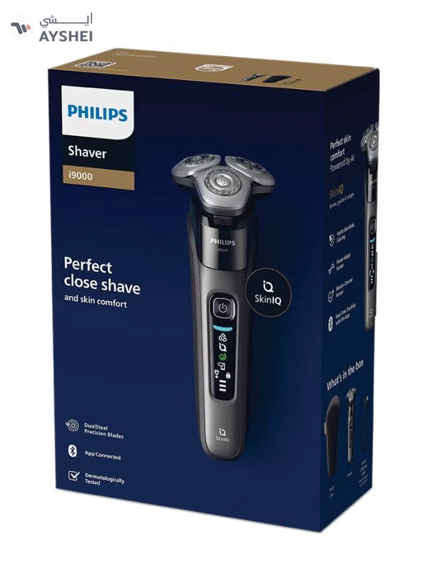  Philips I9000 Wet & Dry Electric Shaver With Skiniq,360° Precision Flexing Head,Pressure Guard Sensor,5 Years Warranty,Integrated Pop-Up Trimmers, Travel Case Included