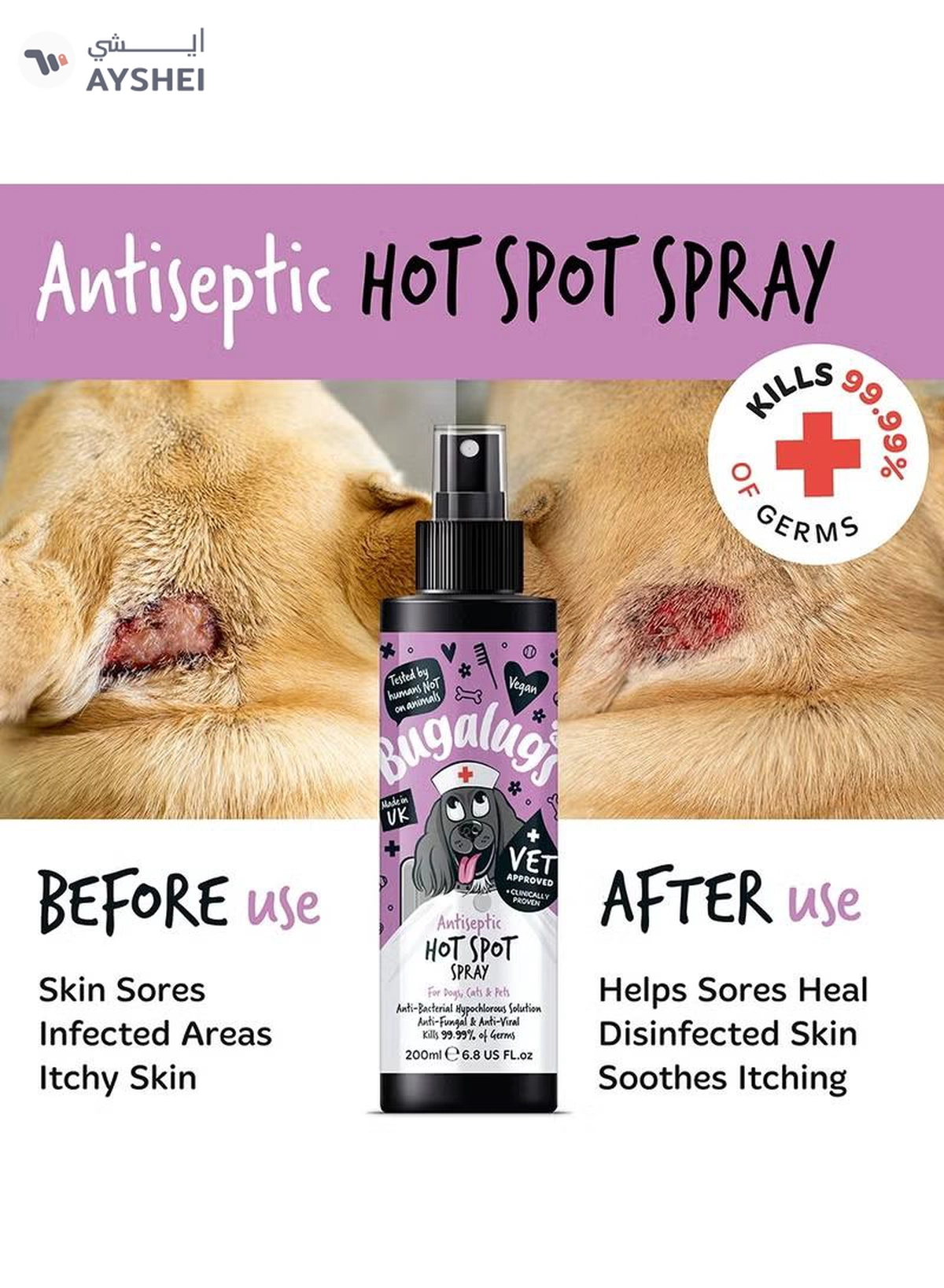  BUGALUGS Antiseptic Hot Spot Spray 200ml (6.8 Fl Oz)-2-2