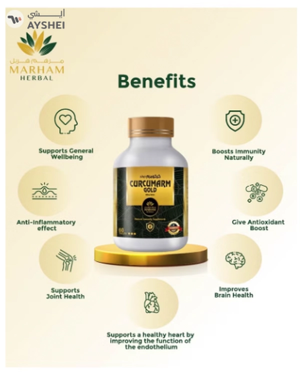 MARHAM HERBAL Curcumarm Gold 500mg Tablet: Natural Immunity Supplements with 500mg