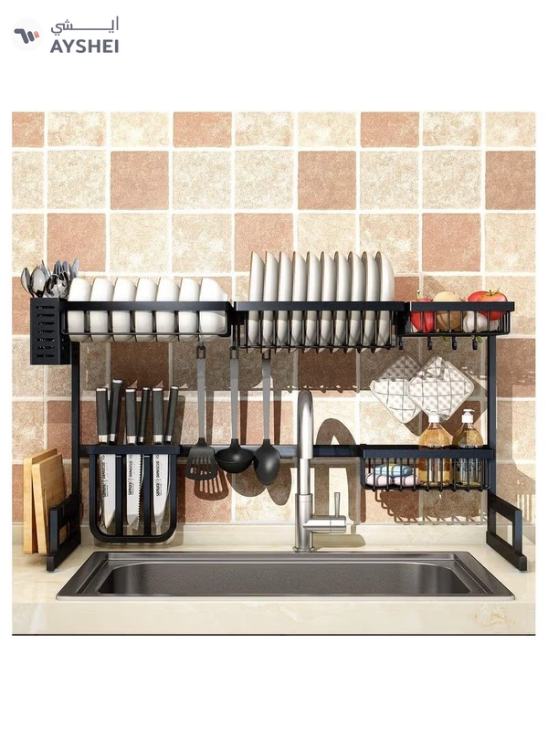 DubaiGallery Dish Drying Rack Over Sink, Drainer Shelf for Kitchen Supplies Storage Counter Organizer Utensils Holder Stainless Steel Display- Kitchen Space Save Must Have
