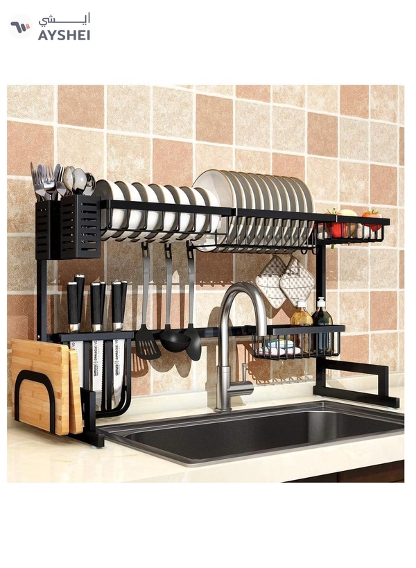 DubaiGallery Dish Drying Rack Over Sink, Drainer Shelf for Kitchen Supplies Storage Counter Organizer Utensils Holder Stainless Steel Display- Kitchen Space Save Must Have