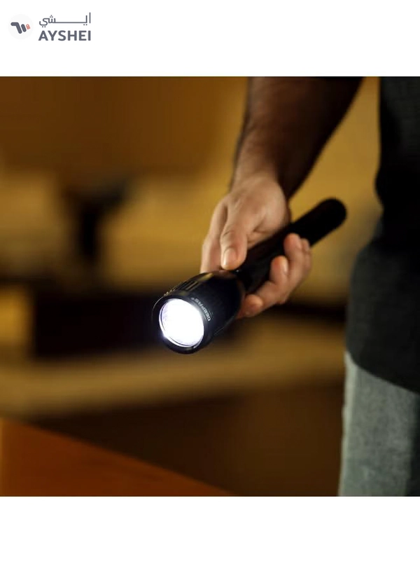 GEEPAS Waterproof Rechargeable LED Flashlight| Perfect for Indoor and Outdoor Use, 4 Hours Continuous Working 5000mAH Li-ion Battery | With Aircraft Aluminum Housing| Black GFL3894N Black 21.7cm