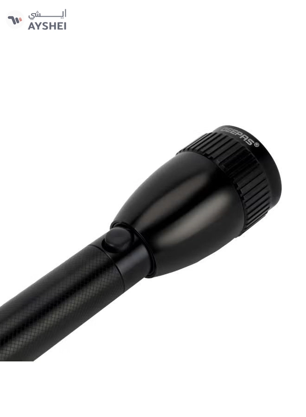 GEEPAS Waterproof Rechargeable LED Flashlight| Perfect for Indoor and Outdoor Use, 4 Hours Continuous Working 5000mAH Li-ion Battery | With Aircraft Aluminum Housing| Black GFL3894N Black 21.7cm