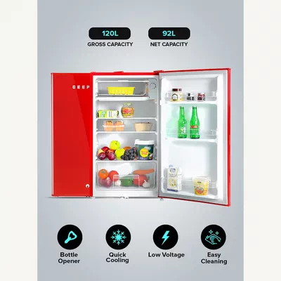 GEEPAS 120L Gross/92L Net Capacity, Single Door Mini Defrost Refrigerator With Retro Premium Design-6