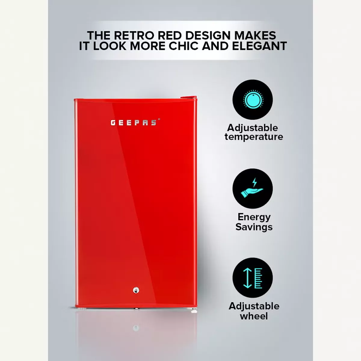 GEEPAS 120L Gross/92L Net Capacity, Single Door Mini Defrost Refrigerator With Retro Premium Design-3-3