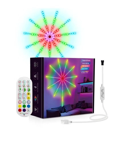 Yuwell LED Fireworks Lights Strip Music Sound Sync Color Changing Remote And App Control LED Fireworks Light For Room Party Holiday Decor-0