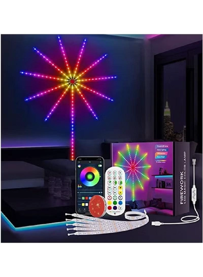 Yuwell LED Fireworks Lights Strip Music Sound Sync Color Changing Remote And App Control LED Fireworks Light For Room Party Holiday Decor-6