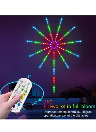 Yuwell LED Fireworks Lights Strip Music Sound Sync Color Changing Remote And App Control LED Fireworks Light For Room Party Holiday Decor-2