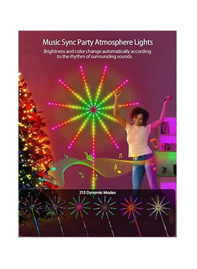 Yuwell LED Fireworks Lights Strip Music Sound Sync Color Changing Remote And App Control LED Fireworks Light For Room Party Holiday Decor-3