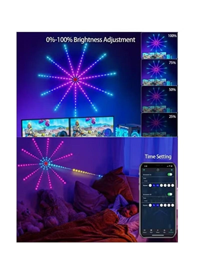 Yuwell LED Fireworks Lights Strip Music Sound Sync Color Changing Remote And App Control LED Fireworks Light For Room Party Holiday Decor-1