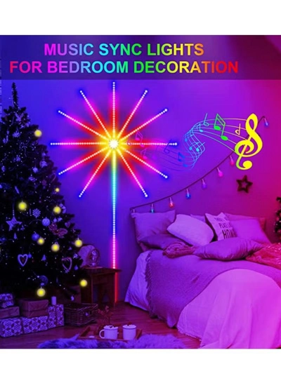 Yuwell LED Fireworks Lights Strip Music Sound Sync Color Changing Remote And App Control LED Fireworks Light For Room Party Holiday Decor-8