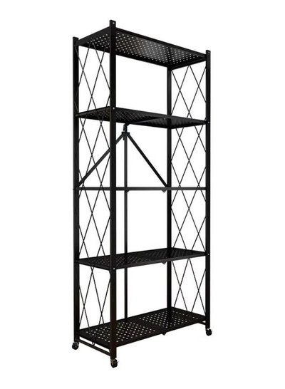 DubaiGallery 5Tier Metal Organizer Foldable Storage Shelf With Wheel For Garage Kitchen Home Laundry Bathroom-1