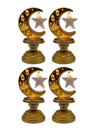 Yuwell 4 Pcs Battery Operated Ramadan Decoration Light LED Moon Stars Decoration Night Light Desk Lamp For Indoor And Outdoor Decoration Led Lamp (AAAX3 Required Not Included)-5