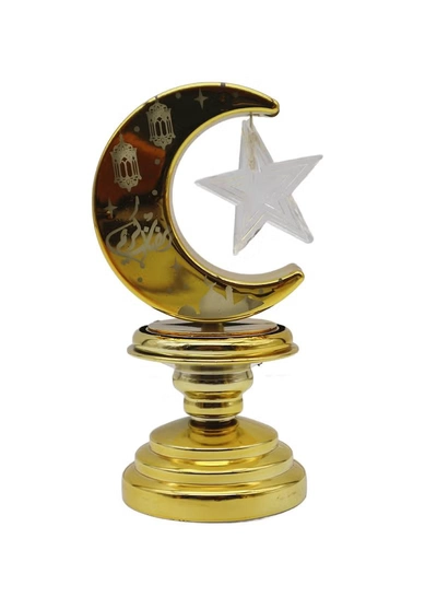 Yuwell 4 Pcs Battery Operated Ramadan Decoration Light LED Moon Stars Decoration Night Light Desk Lamp For Indoor And Outdoor Decoration Led Lamp (AAAX3 Required Not Included)-2