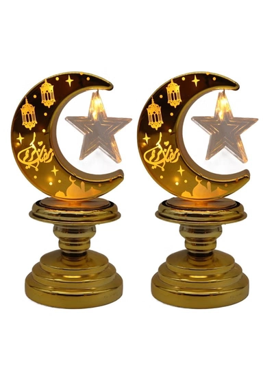 Yuwell 4 Pcs Battery Operated Ramadan Decoration Light LED Moon Stars Decoration Night Light Desk Lamp For Indoor And Outdoor Decoration Led Lamp (AAAX3 Required Not Included)-6