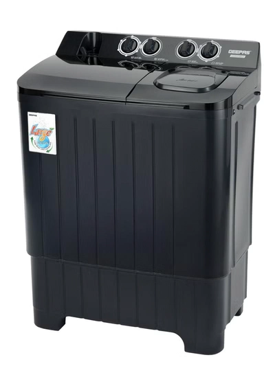 GEEPAS 9 KG Twin Tub Washing Machine | Semi-Automatic, Equipped with Big Pulsator and Spin Dry | Efficient Performance and Classic Design | Perfect for Home, Apartments, etc | 9 kg 580 W GSWM18053 Black-0