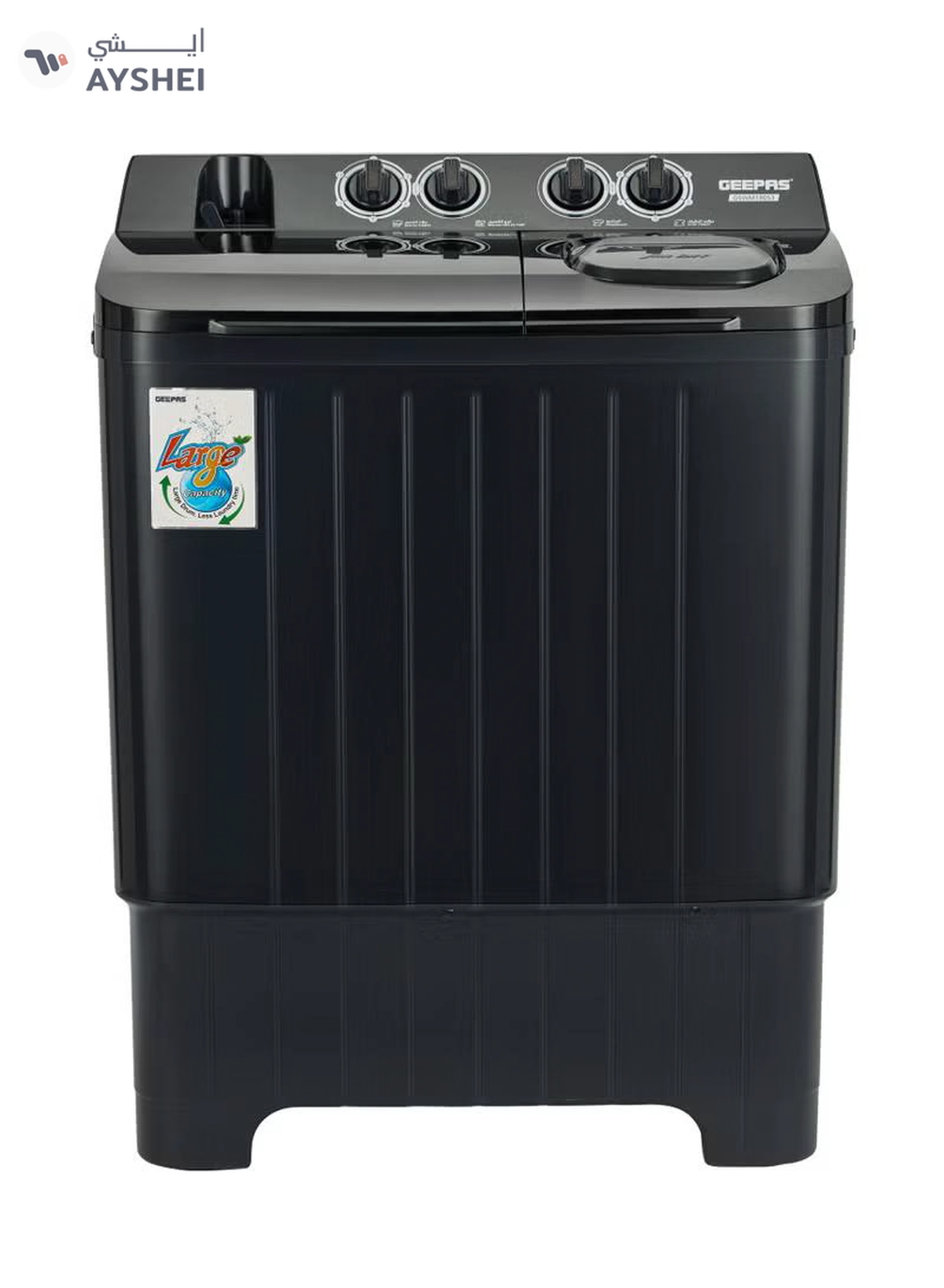 GEEPAS 9 KG Twin Tub Washing Machine | Semi-Automatic, Equipped with Big Pulsator and Spin Dry | Efficient Performance and Classic Design | Perfect for Home, Apartments, etc | 9 kg 580 W GSWM18053 Black-4-4