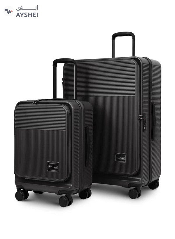 PARAJOHN FRONTARA Series Set of 2 Luggage| Small 10KG & Large 30KG ABS+Polycarbonate 8 Wheel Trolley Hardsided Travel Suitcase - BLACK